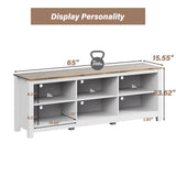 BVIUNTWO White TV Stand for TVs up to 75 Inch,Entertainment Center for 65+ inch TV Console Table with 6 Storage Cubby, Classic Television Stands for Living Room Bedroom, 70 Inch BVIUNTWO