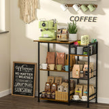 keomaisyto Coffee Bar Station, Coffee Station Cabinet with Dividers for Organizing Coffee Accessories, Farmhouse Coffee Stand, 3 Tier Coffee Table for Living Room/Entryway/Kitchen keomaisyto