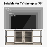 IDEALHOUSE Farmhouse TV Stand for 65/75 Inch TVs, Entertainment Center with Storage Cabinet, Industrial Media Console Table, Furniture for Living Room, Grey IDEALHOUSE