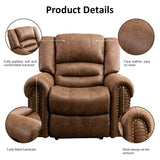 INZOY Leather Recliner Chair, Heavy Duty Manual Reclining Sofa Single Lounge Sofa for Living Room, Home Theater Seating, Light Brown INZOY
