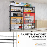 Karl home Storage Shelves 5 Tier Adjustable Garage Storage Shelving, Double Row, Powder Coated Black, Flexible Layer Spacing, for Retail & Exhibition, 70×16×71 inches Karl home