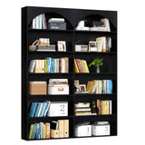 Gyfimoie 70.8’’ Tall Bookshelf and Bookcase, 7-Tier Double Wide Bookcase Modern Large Open Display Shelves with Curved Baffle for Home Office Living Room (Black) Gyfimoie