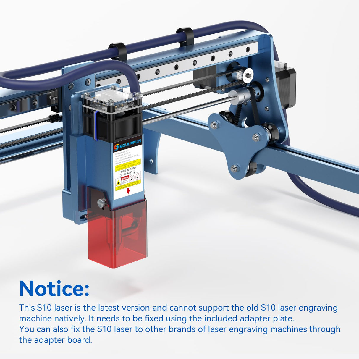 SCULPFUN S10 Laser Module for Laser Engraver,for S9 S10 S6 Pro Laser Engraving Machine,90W Effect Cutting Tool,with Air Nozzle,Detachable Eye Protection,Clean Cut Engraving Wood Metal Acrylic SCULPFUN