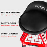 BILITOOLS Rolling Shop Stools with Wheels, Adjustable Garage Mechanic Stool 16" Oversized Seat & Backrest, 300 LBS Shop Chair for Garage with Wheels Heavy-Duty 360° Swivel Tool Tray Storage BILITOOLS