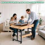 Large Puzzle Table with Drawer for 300-1500 Piece Jigsaw Puzzles – Adjustable Height & Angle, Wooden Puzzle Board with Felt PP Cover, Storage Shelf, Metal Stand, Wheels for Adults & Enthusiasts CEDARDVD