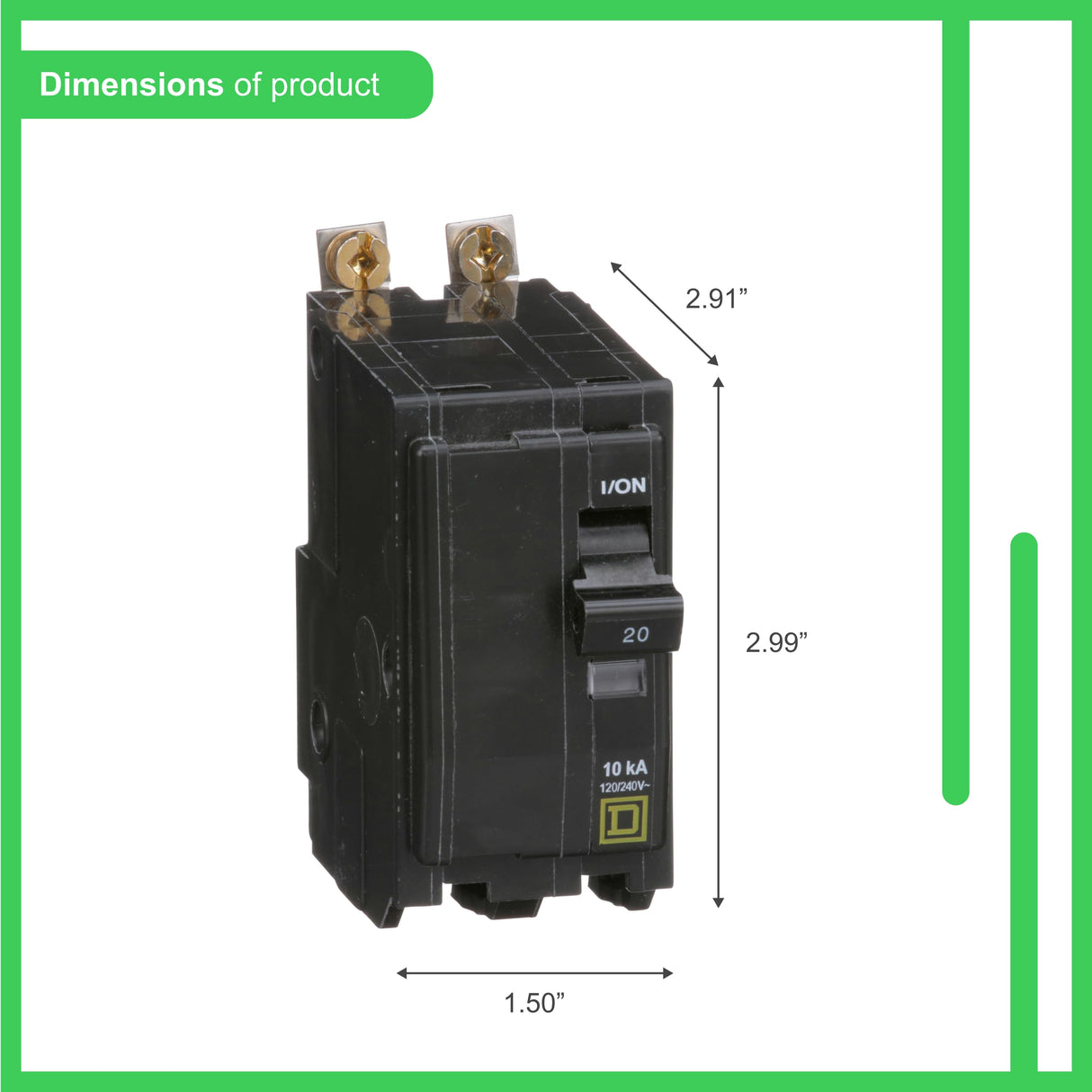 Square D - QOB220CP Circuit Breaker, Black Schneider Electric
