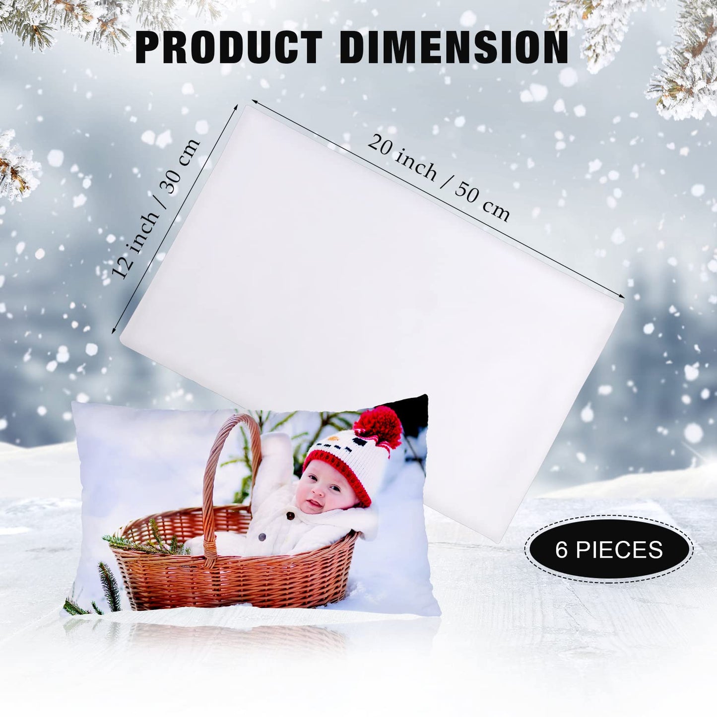 Sublimation Blank Pillow Covers White Polyester Peach Skin Pillow Cases Heat Transfer Cushion Covers DIY Printing Throw Pillow Case Covers 2 Rolls 10 mm x 108 ft Heat Tape (6 Pillowcase,12 x 20 Inch)