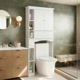 Giantex Over The Toilet Storage Cabinet, 31.5''W Freestanding Space Saver with Doors, Adjustable Shelf & Toilet Paper Holder, Over Toilet Bathroom Organizer for Laundry, Restroom, White Giantex