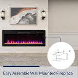 BELLEZE 42" Electric Fireplace Heater, 1400 W Recessed & Wall Mounted Electric Fireplace with Remote Control, Heater with Adjustable Flame Color and Brightness, Timer, Touch Screen BELLEZE