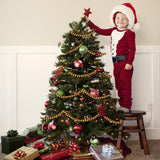 157 inch Christmas Wood Bead Garland,Gold Decorated with Christmas Tree Ornament,Farmhouse Bead Garland for Christmas Decoration Supplies Eerrhhaq