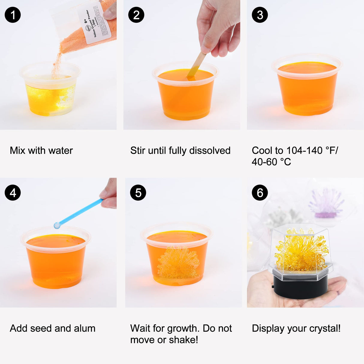 BenBen Crystal Growing Kit for Kids, Grow 6 Crystals with Light Up Display Stand, Educational STEM Toys for Girls and Boys, Science Kit for Kids Age 8-14, Birthday Gifts Science Experiments BenBen