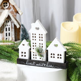 Yousoontic 1 Set White Village Houses Wooden Farmhouse Decorations Home Sweet Tabletop Decor Sign for welcome Centerpieces House Warming Gifts New Home Couple Yousoontic