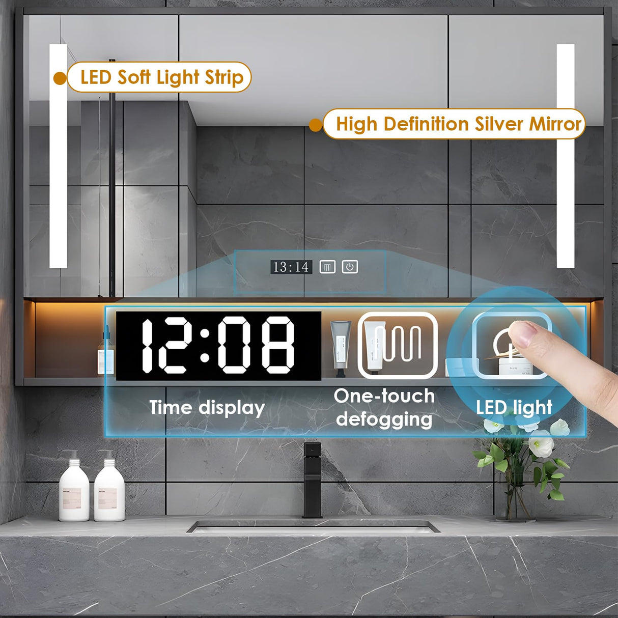 LUTHXAY 60 inch Floating Bathroom Vanity, Double Sink Bathroom Vanity with Smart Defogger Mirror Cabinet, Wall-Mounted Bathroom Vanity, Bathroom Cabinet with Optimized Storage Space,White LUTHXAY