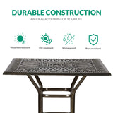 VIVIJASON 5-Piece Bar Height Patio Dining Set, All Weather Cast Aluminum Outdoor Table and Chairs Set with 4 Swivel Bar Stools, Cushions & 35.4" High Bar Table w/Umbrella Hole for Deck, Lawn, Garden VIVIJASON