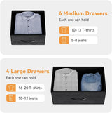 Jojoka Dresser for Bedroom with 10 Drawers, Dressers & Chest of Drawers, Fabric Storage Drawer with Side Pockets for Kids Room, Closet, Hallway, Entryway, Living Room (Black) Jojoka