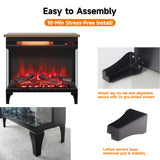 Innoflame 24" Electric Fireplace Heater, 3-Sided Glass & Wooden Top Design, Adjustable 4 Flame Colors, Remote, Timer, 1500W Infrared Heater w/Overheat Protection, Fireplace Heaters for Indoor use Innoflame