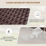 NICESOUL® 8 Pieces Plus Size High Back Brown Wicker Outdoor Furniture PE Rattan Patio Sectional Sofa Sets Sectionals Outdoor Backyard Conversation Sets Beige Cushions NICESOUL