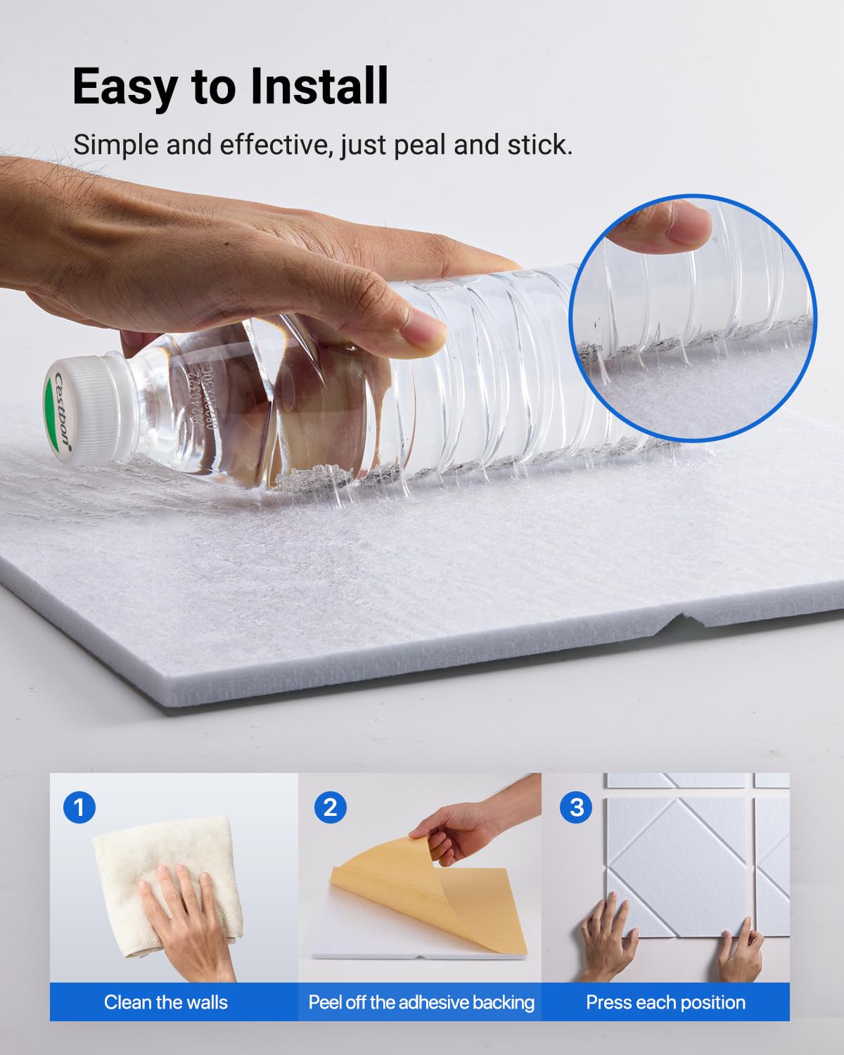 Topnaca 12 Pack Soundproof Wall Panels Self-Adhesive, 12" X 12" X 0.4" Sound proof panels for walls, High Density Acoustic Panels, Sound Absorbing Panel for Studio, Home, Offices(White) Topnaca