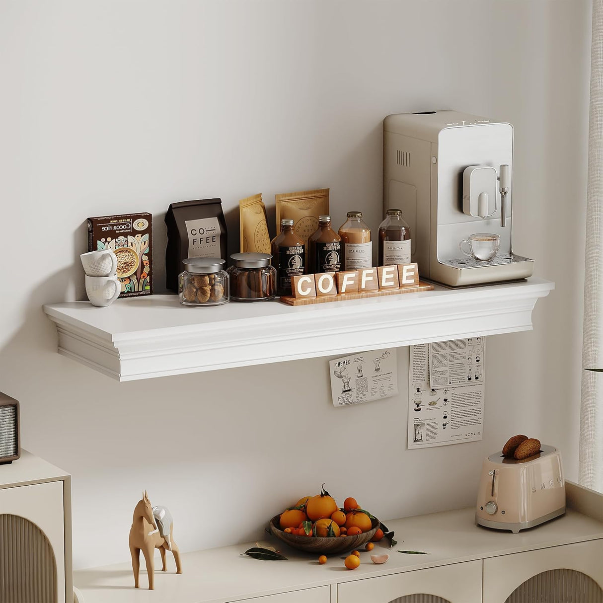 Eylar Intact Secret Home Decor with Hidden Storage, Floating Night Stand with Gun Drawer, Space-Saving Gun Shelf for Bedroom, Hallway, Office, Solid Wood (White) Eylar