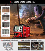 HONE MIG Welder 110V, Actual 140Amp Flux Core Welder/Stick Welder/Lift TIG 3 in 1 Synergic Welding Machine, Smart IGBT Inverter Large LED Display Gasless Wire Welder with Welding Gun HONE