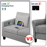 STHOUYN 72" W 3 Person Seater Couch Sofa with USB Ports, Grey Comfy Couches for Small Spaces, Mid Century Modern Gray Couch for Living Room Apartment Bedroom (Light Grey) STHOUYN
