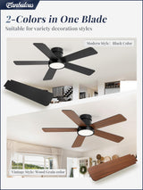 Fanbulous 42 Inch Ceiling Fans with Lights and Remote,Outdoor Indoor Modern Flush Mount Ceiling Fan with 3CCT 6-Speed Quiet DC Motor,Black Small Low Profile Ceiling Fan for Bedroom Living Room Office Fanbulous