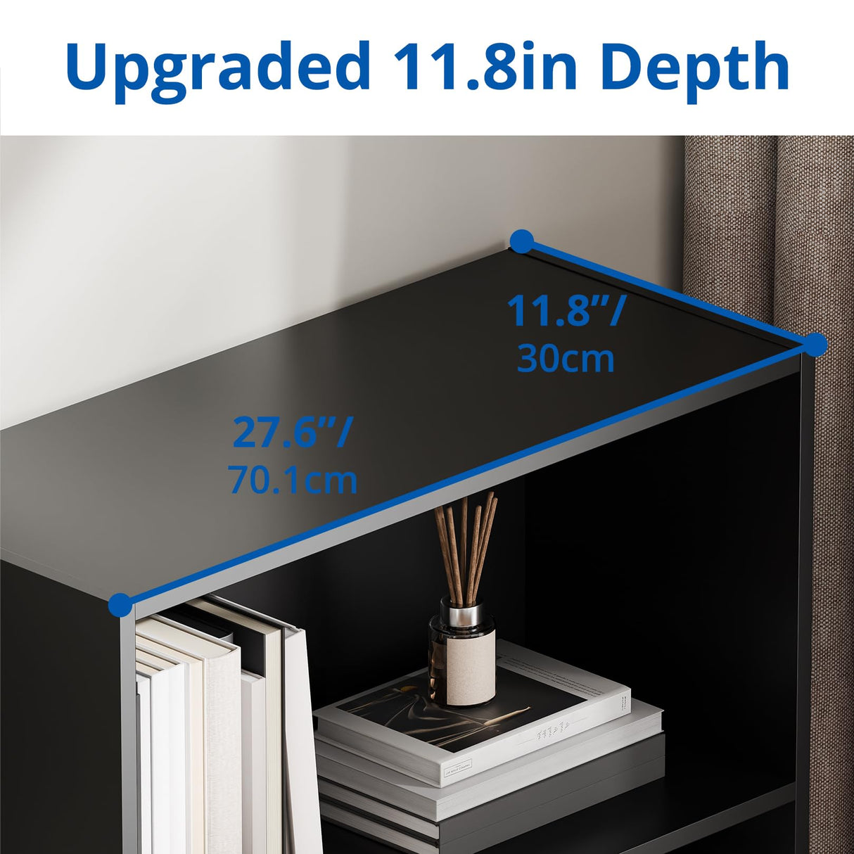 Cozy Castle 75" Tall Book Shelf and Bookcase with 2 Doors, Large 5-Tier Freestanding Bookshelf with 15.7" Depth Storage Cabinet and Adjustable Shelf for Living Room, Office, Bedroom, Black Cozy Castle