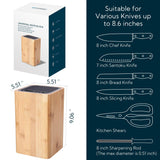Deluxe Universal Knife Block with Slots for Scissors and Sharpening Rod - Eco-Friendly Bamboo Knife Holder For Safe, Space Saver Knives Storage - KITCHENDAO