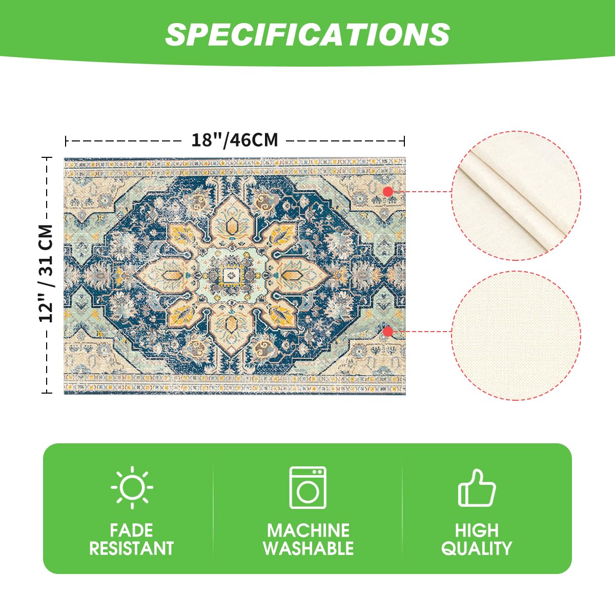 Artoid Mode Boho Bohemia Style Sliver Placemats Set of 4, 12x18 Inch Country Rustic Farmhouse Magical Fall Table Mats for Party Kitchen Dining Decoration Artoid Mode