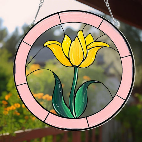 47 Pcs Stained Glass Painting Starter Kit Suncatcher Craft DIY Window Paint Art Including 7 Colors 12 Suncatchers 12 Patterns 12 Chains 4 Tool Set for DIY Project Spring Home Birthday Party Activities Watersay