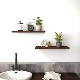 PHPH Wood Floating Shelves for Wall, Wooden Wall Shelves for Bedroom, Set of 6 Brown 17 Inch PHPH