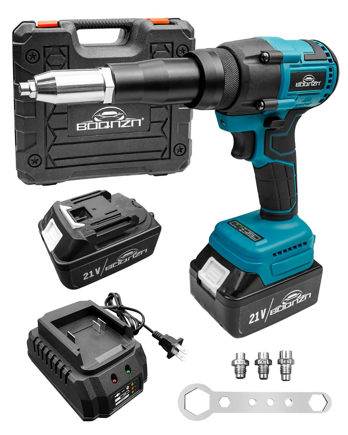 BOQNZN Cordless Rivet Gun with Charger and 2 Batteries, Electric ...