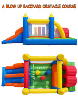HuaKastro 16.3x7.2FT Kids Inflatable Obstacle Bounce House with Dual Racing Slides, Crawl Tunnels, Climbing, Obstacles, Jumping All in One Castle Great for Children's Outdoor Party - with Blower HuaKastro