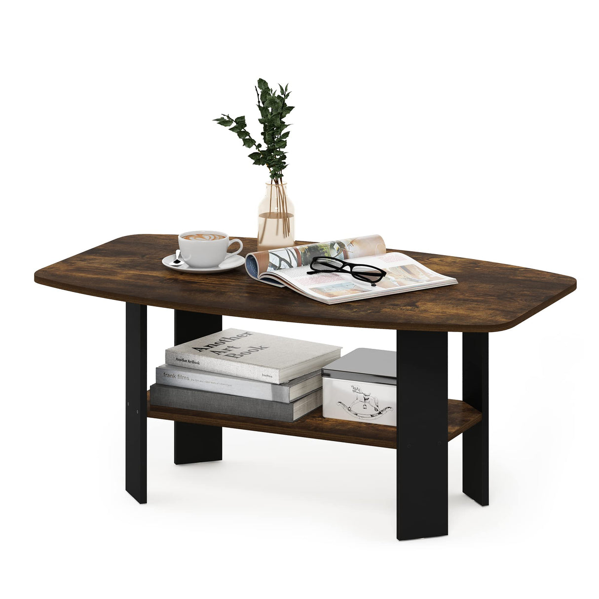 Furinno Simple Design Coffee Table, Amber Pine/Black Furinno