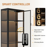 Eltean 63" H Glass Display Cabinet, 4 Tiers Curio Display Case with 3 Colors LED Sensor Light,Display Cabinet for Collectible with 3 Adjustable Shelves for Living Room, Bedroom, Office (63“H) Eltean