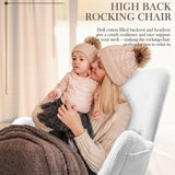 Waleaf Rocking Chair Nursery, Teddy Upholstered Rocking Chair Indoor with High Backrest Glider Accent Chair, Padded Seat Nursing Chair Comfy Chair for Bedroom (Ivory) Waleaf