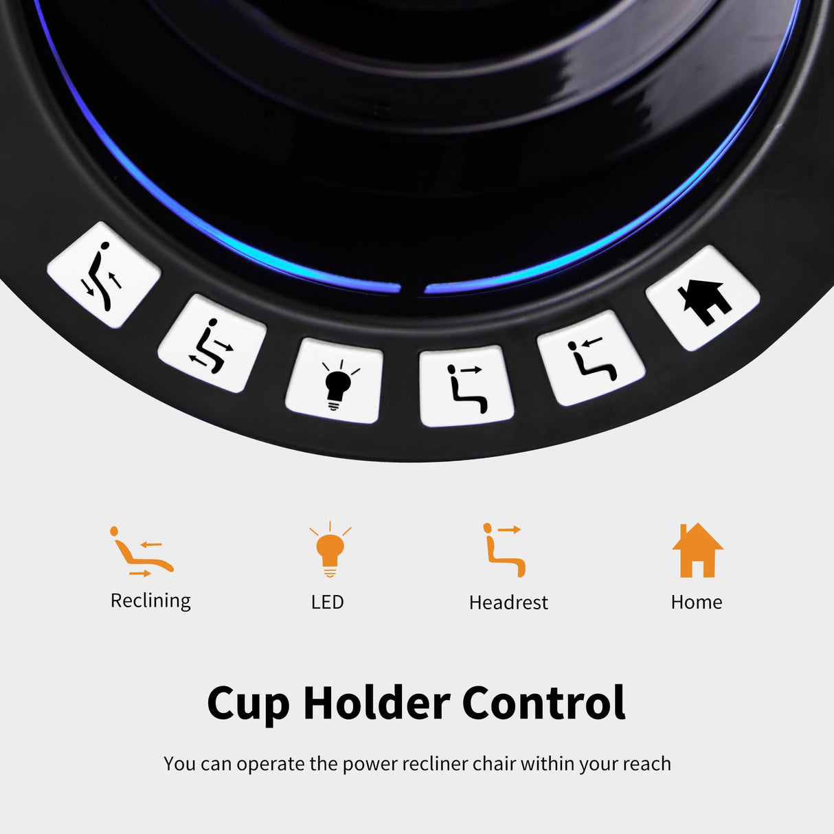 MCombo Power Recliner Chair with Adjustable Headrest for Living Room, Home Theater Seating with Swivel Tray Table, USB Port, LED Light, Armrest Storage HTS422 (Grey) MCombo