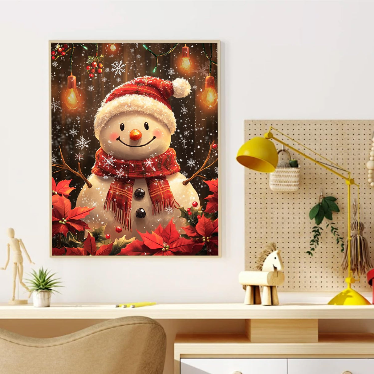 CRZMODE Christmas Paint by Numbers Kit for Adults, Snowman Paint by Numbers for Adults, Acrylic Painting Crafts for Home Decor Gift (16x20inch) CRZMODE