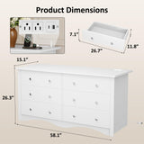 Furmax Dresser for Bedroom with Power Outlet, 6 Wood Dresser, Chest of Drawers, for TV up to 65 inch, TV Stand Storage Chest of Drawers for Hallway Entryway (White) Furmax