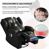 Oprisen Power Swivel Rocker Recliner Chair Home Theater Seating Electronic Glider Chair Upholstered Movie Gaming Reclining Sofa w/Heat Massage/LED Light/USB Port/Cup Holders/Pockets Oprisen