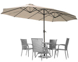 AECOJOY 15x9ft Double-Sided Patio Umbrella Outdoor Market Umbrella Large Umbrella Table Umbrellas with Crank Air Vents for Deck Pool Patio (1.9" Pole, Beige) AECOJOY