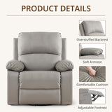 zzlay 360° Swivel Rocking Leather Recliner Chair for Adults, Overstuffed Manual Recliner with Spring Cushion, Glider Rocking Nursery Single Sofa with Side Pockets for Living Room, Beige zzlay