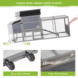 COZIWOW 82" Large Wooden Chicken Coop, Outdoor Rabbit Hutch, Guinea Pig Pet House with Wheels, Sunshine Board, Asphalt Roof, Ramp, Openable Top, Door, Window, Pull-Out Tray, Indoor Bunny Cage (Gray) COZIWOW