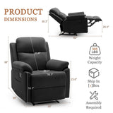 Recliner Chair for Adults, Small Recliner Chair for Small Spaces, Upholstered Corduroy Manual Recliner with Side Pockets, Reclining Chair for Living Room, Nursery, Black Korser