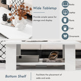 Tangkula 2-Tier Coffee Table, Modern Rectangular Center Cocktail Table with 5 Support Legs, Wooden Accent Living Room Furniture, Small Coffee Table for Small Spaces, Easy Assembly (White) Tangkula
