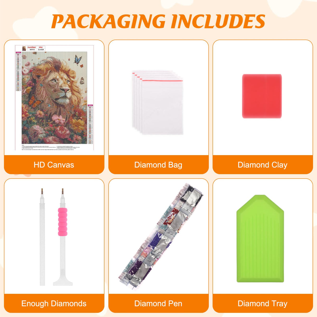 RICUVED Diamond Art Painting Kits for Adults, Lion Diamond Painting Kits 5D Animal Diamond Art Kit for Beginner, Flowers Diamond Painting Full Round Drill Art and Crafts for Gift Decor 30x40cm RICUVED