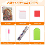 RICUVED Diamond Art Painting Kits for Adults, Lion Diamond Painting Kits 5D Animal Diamond Art Kit for Beginner, Flowers Diamond Painting Full Round Drill Art and Crafts for Gift Decor 30x40cm RICUVED