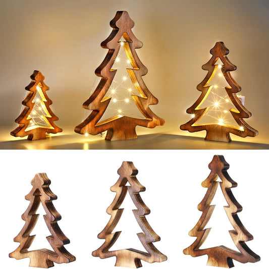 Cinnvoice 3 Pcs Wood Christmas Tree Decorations Xmas Tree Tabletop Display Farmhouse Christmas Decoration Christmas Tree Shaped Decorations Christmas Modern Centerpieces for Holiday