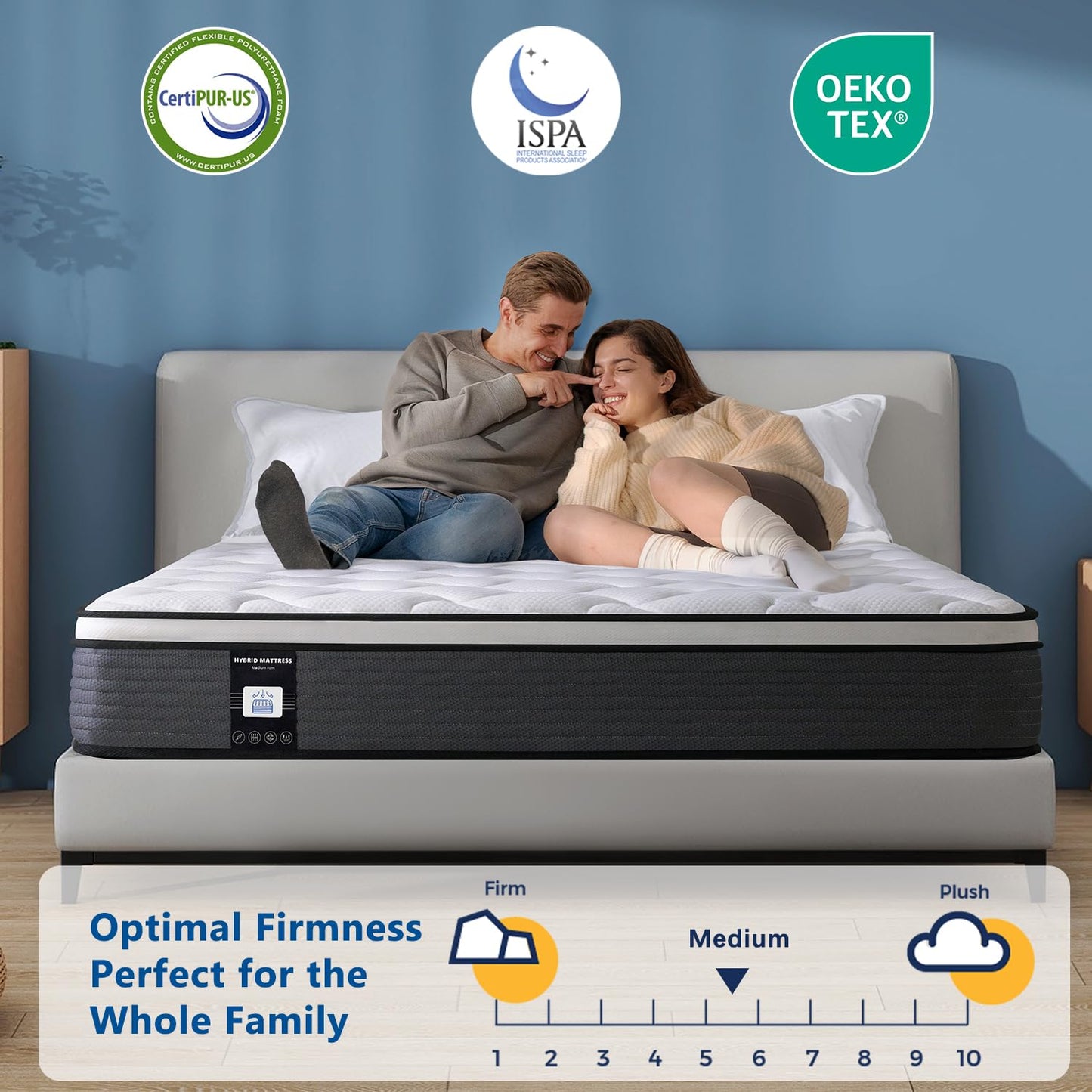 14 Inch Full Mattress, Memory Foam Hybrid Mattress, Motion Isolation Pocket Spring Mattress in a Box, Medium Firm for Pressure Relief, Breathable Pillow Top, CertiPUR-US Certified