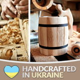 MyFancyCraft Handmade Beer - Mug Oak - Wood Dark Natural - Eco-Friendly Wooden Tankard Gift Barrel - Cup MyFancyCraft